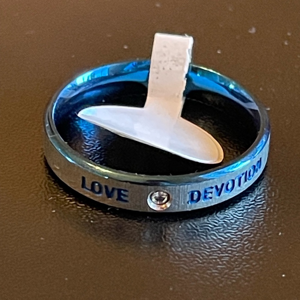 3mm love devotion CZ blue ring